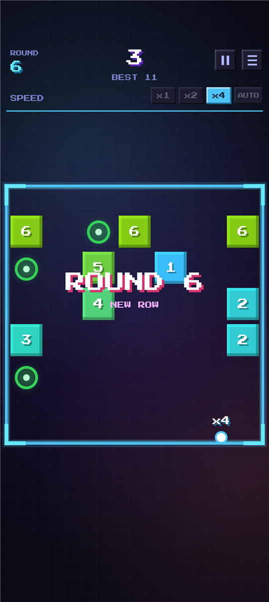 A new row cascading down mid-round